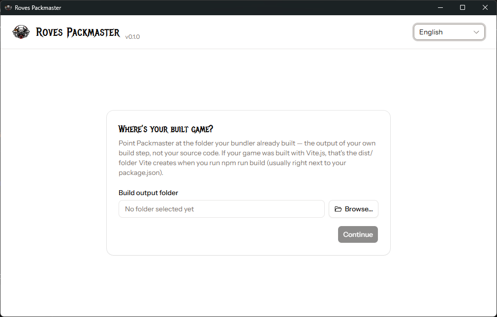 Packmaster's build output picker