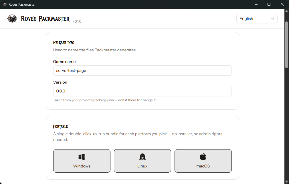 Packmaster's release info and portable platform pickers