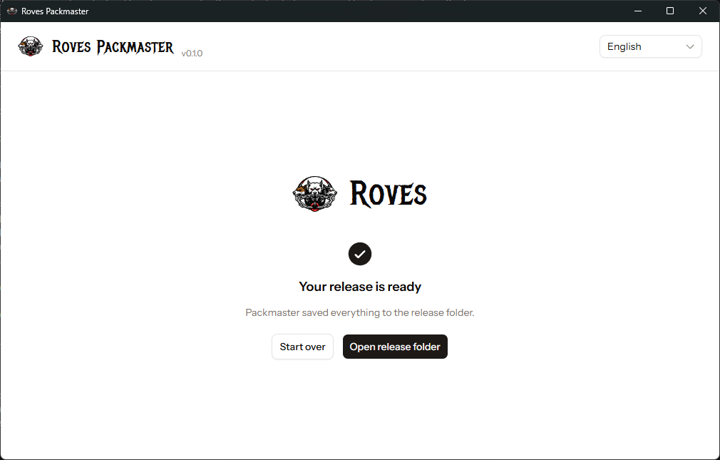 Packmaster's finished-release screen